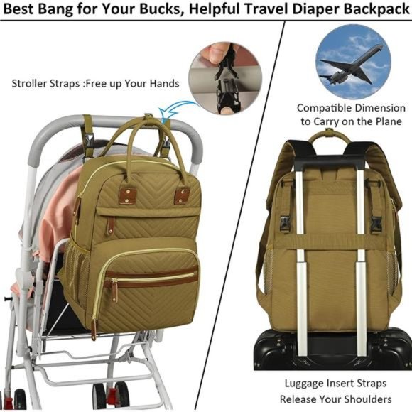 Diaper Bag Backpack Tote for Women Large Capacity, Baby Bag w Insulated Pockets - Picture 6 of 6